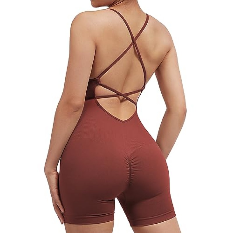 SUUKSESS 여성 Strappy Romper Seamless Jumpsuit Tummy Control 패딩 스포츠 브라