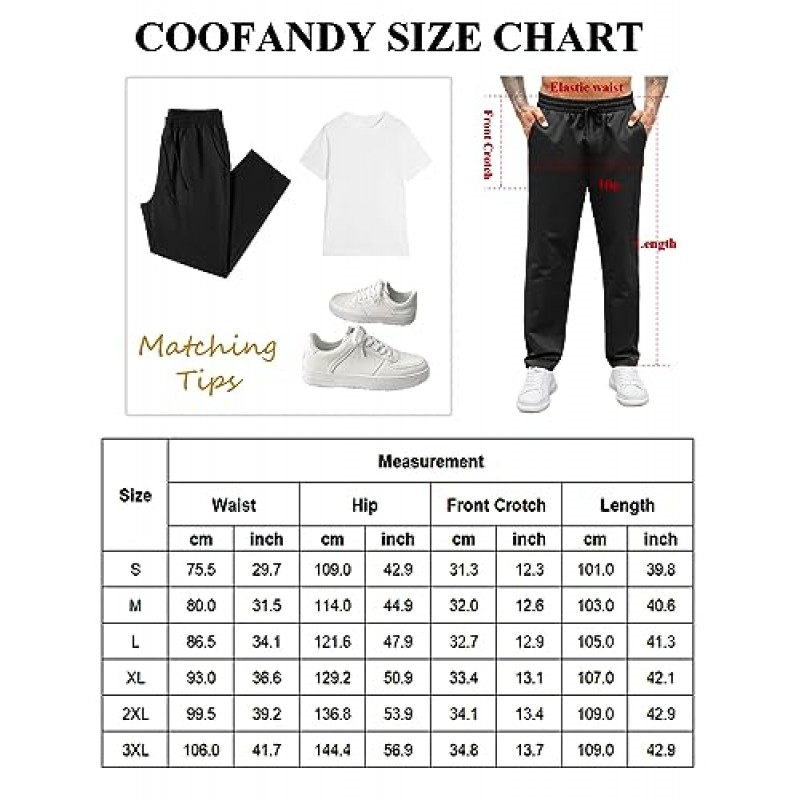 COOFANDY 남성 캐주얼 드로스트링 팬츠 레귤러핏 신축성 있는 허리 코튼 베이직 스트레이트 레그 카고 바지