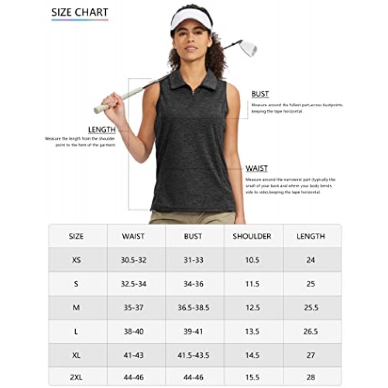 Viodia 여성용 민소매 골프 셔츠 (집업 포함) 테니스 퀵 드라이 탱크 탑 여성용 폴로 셔츠 골프 의류 의류