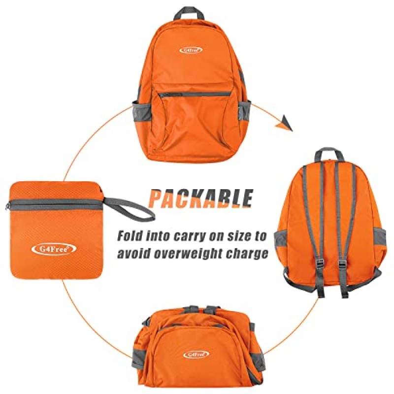 G4Free 20L 경량 Packable 배낭 여행 하이킹 Daypack 남성 여성을위한 접이식 배낭