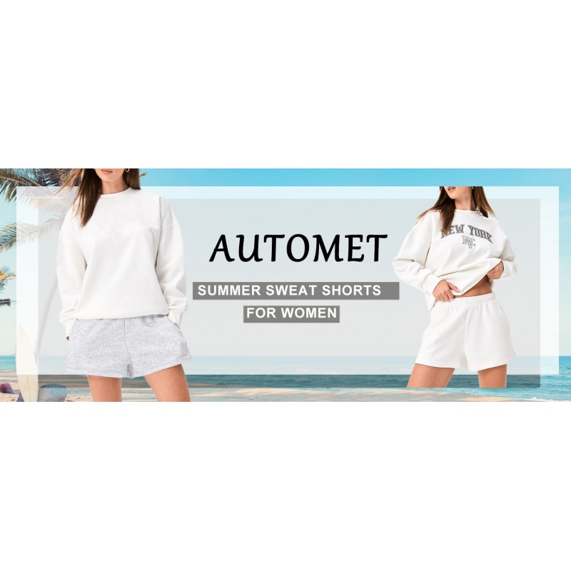 AUTOMET 스웨트 반바지 여성 캐주얼 운동용 하이 웨이스트 반바지 편안한 라운지 운동 반바지 포켓이 있는 여름 헐렁한 반바지