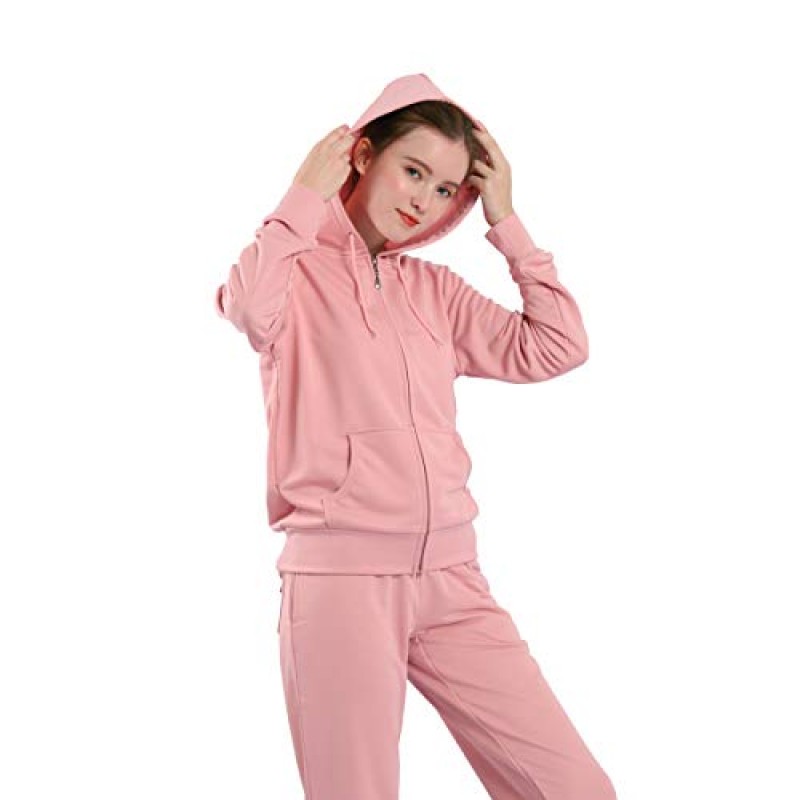 LeeHanTon Womens Track Suit Set Velour 2 Pieces 지퍼 업 조깅 스포츠 복장 까마귀 및 바지 스웨트 슈트