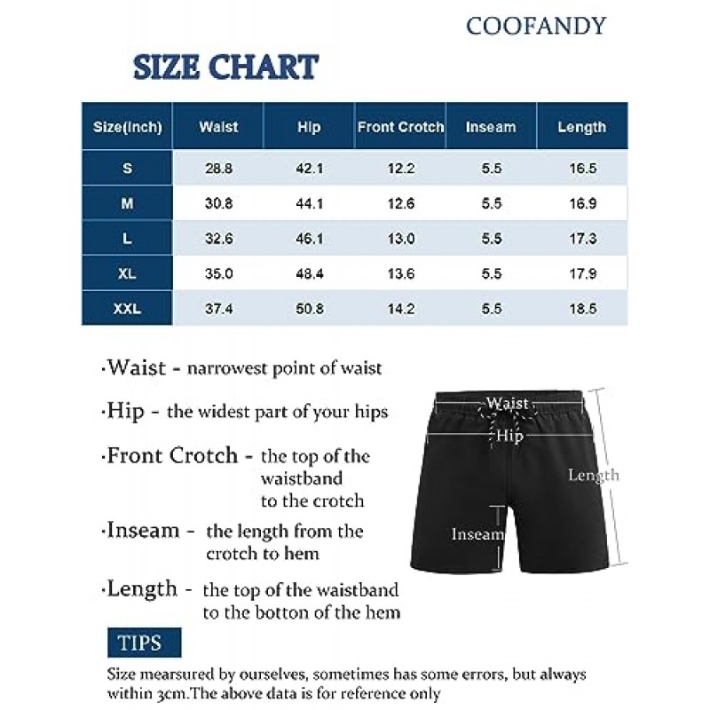 COOFANDY 남성 수영 트렁크 압축 라이너 포함 2 in 1 수영복 수영복 짧은 속건성