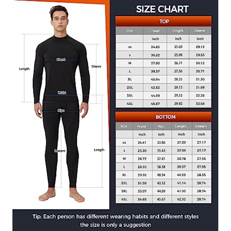 CL conballaria 남성용 보온 속옷, 추운 날씨를 위한 울트라 소프트 롱 존스 웜 베이스 레이어 상단 및 하단 세트