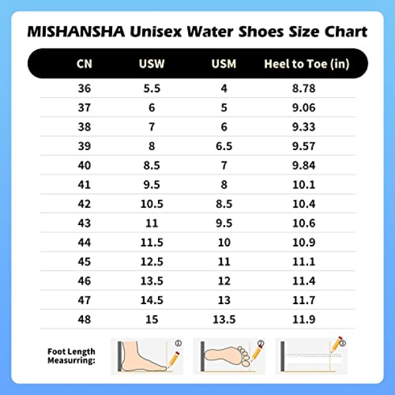 Mishansha 남성 여성 워터 슈즈 빠른 건조 맨발 아쿠아 슈즈 수영 다이빙 서핑 수상 스포츠 풀 비치 워킹 요가