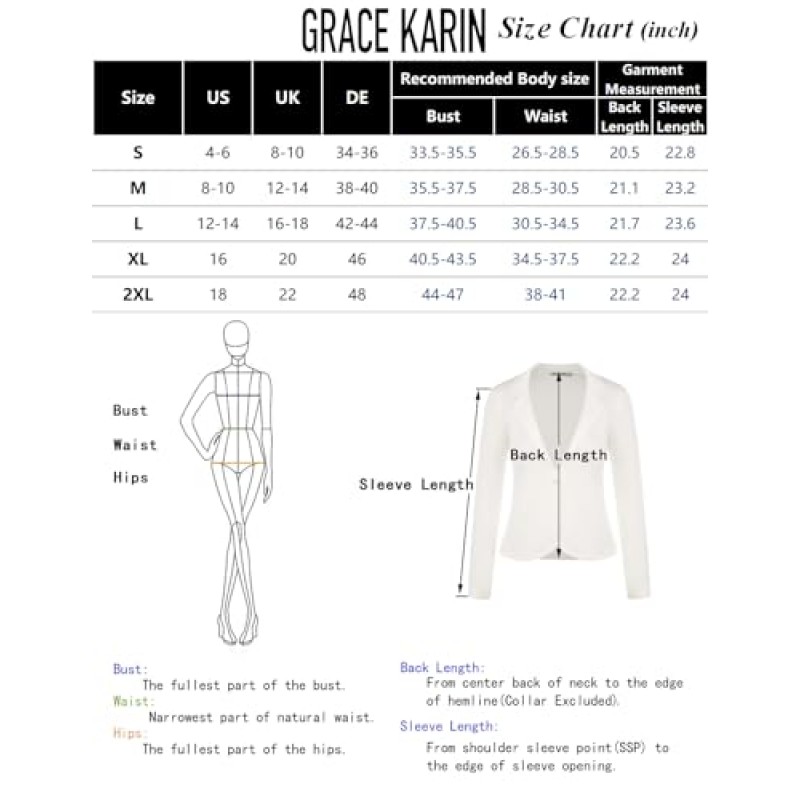 GRACE KARIN 여성 스웨터 블레이저 캐주얼 작업 자른 카디건 경량 버튼 프론트 쇼트 니트 블레이저 자켓 S-XXL