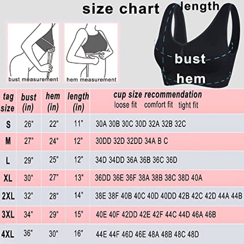 여성용 PRETTYWELL 수면 브라, 컴포트 이음매 없는 무선 신축성 있는 스포츠 브라, 3팩 요가 브라, 탈착식 패드 포함