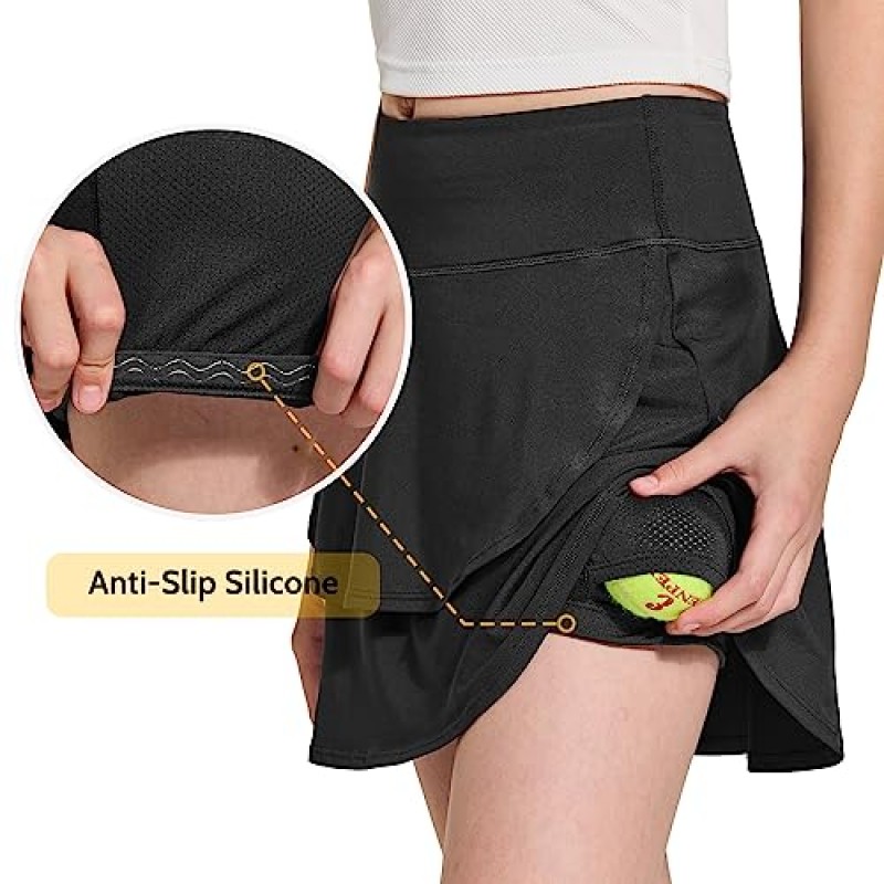 FitsT4 여아용 테니스 스커트 조절 가능한 허리 골프 피클볼 액티브 Skort with Pockets UPF50+