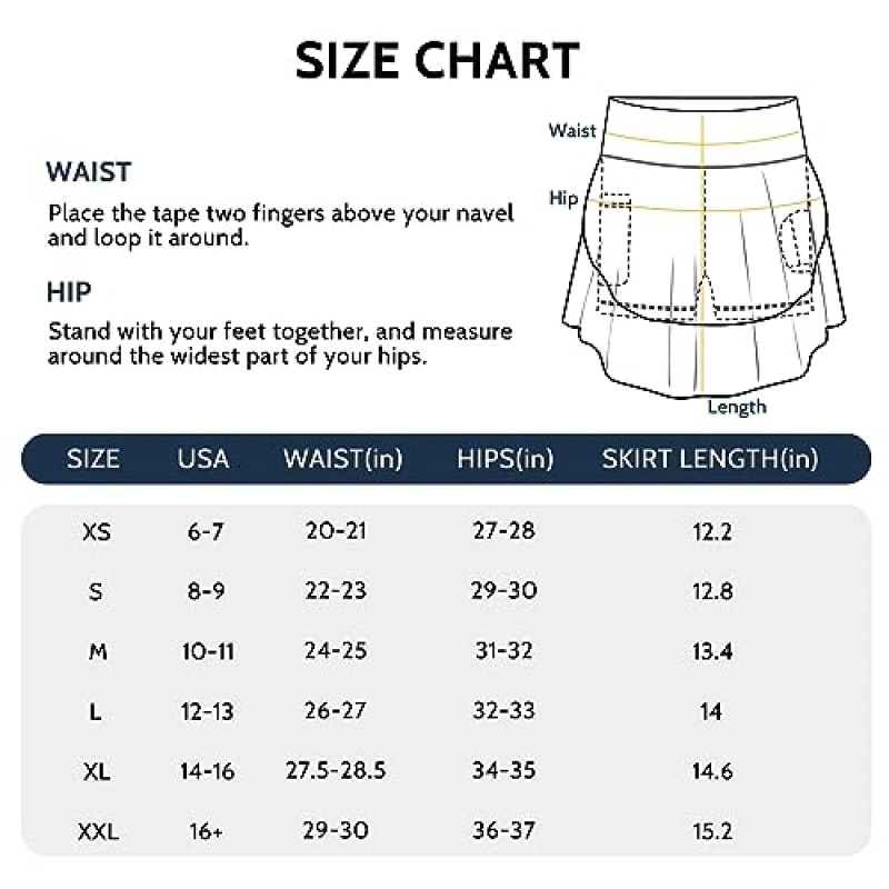 FitsT4 여아용 테니스 스커트 조절 가능한 허리 골프 피클볼 액티브 Skort with Pockets UPF50+