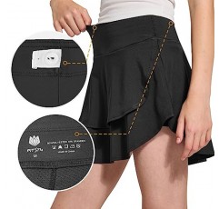 FitsT4 여아용 테니스 스커트 조절 가능한 허리 골프 피클볼 액티브 Skort with Pockets UPF50+