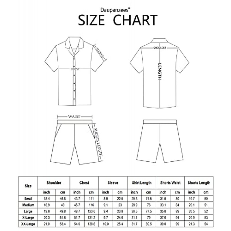 Daupanzees 남성 럭셔리 캐주얼 버튼다운 반팔 하와이안 셔츠 정장