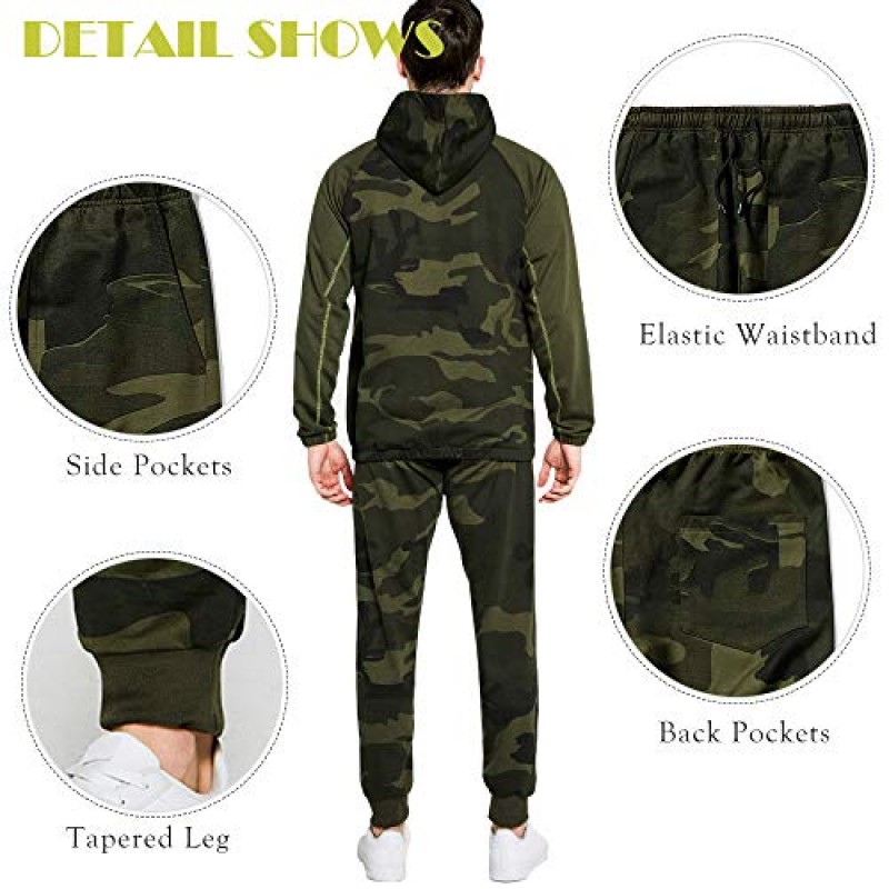 AOTORR Mens Sweatsuits 2 Piece 캐주얼 트랙 슈트 Camo 까마귀 조깅 스웨트 팬츠 정장