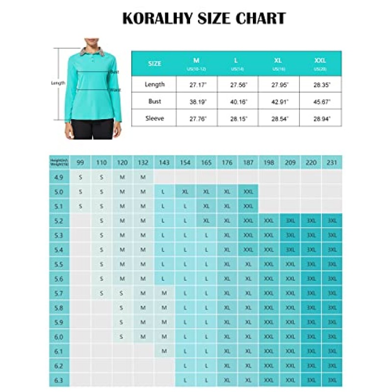 KORALHY 여성용 골프 폴로 긴팔 셔츠 퀵 드라이 V 넥 테니스 스포츠 탑 UPF 50+