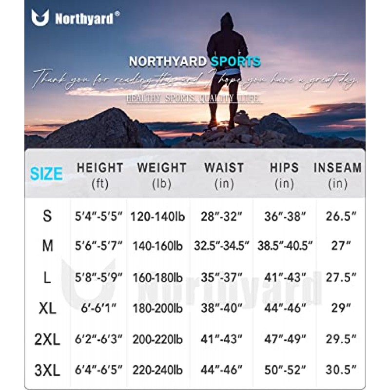 NORTHYARD 남성용 운동용 러닝 팬츠 경량 운동 조깅 퀵 드라이 체육관 트레이닝 복 활성 스포츠 트랙 트레이닝