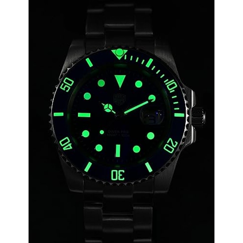 Watchdives 남성용 전문 다이버 시계, WD1680Q 석영 손목 시계 30Bar 다이빙 시계 사파이어 크리스탈 시계 Super Luminous