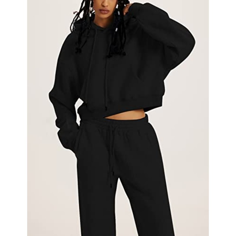 TAQCUX Womens Hoody Sweatsuit 세트 2두 조각 자르기 풀오버 스웨터 양털 조깅 바지 Tracksuit 세트