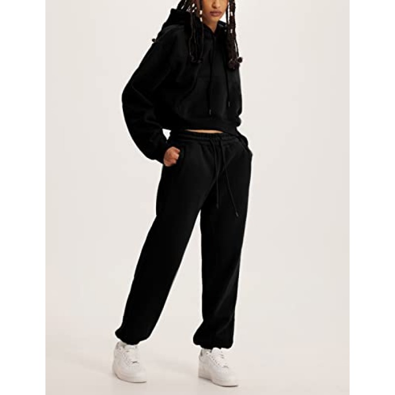 TAQCUX Womens Hoody Sweatsuit 세트 2두 조각 자르기 풀오버 스웨터 양털 조깅 바지 Tracksuit 세트