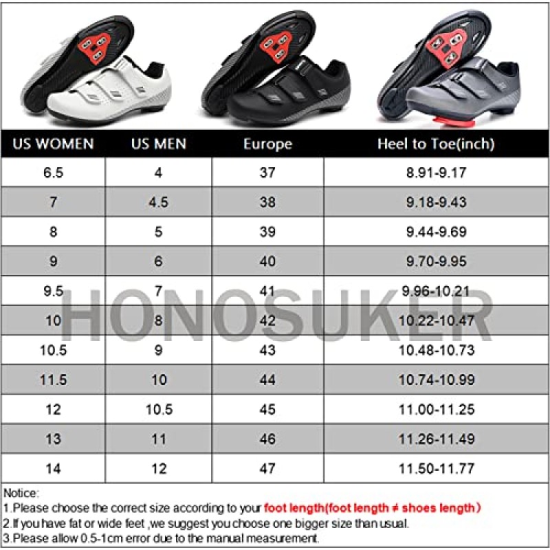 Honosuker 남성 여성 델타 클리트 사이클링 신발 Peloton 실내 스핀 클래스 야외 도로 자전거 신발과 호환 가능