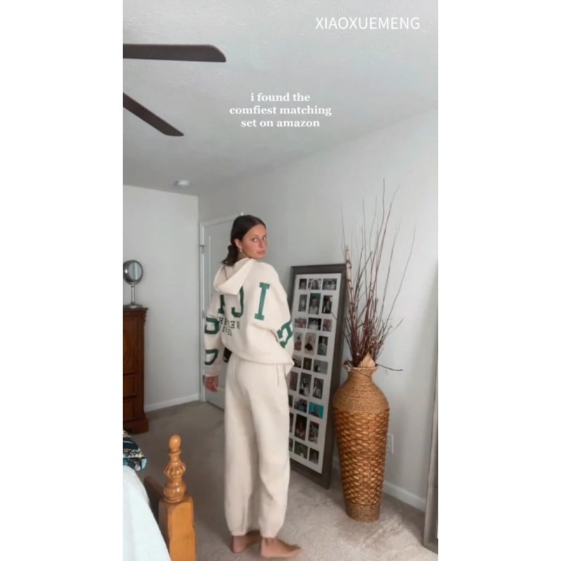 Xiaoxuemeng Womens 2 Piece 복장 Sweatsuit 인쇄 긴 소매 까마귀 운동복 조깅 바지 Tracksuit 세트