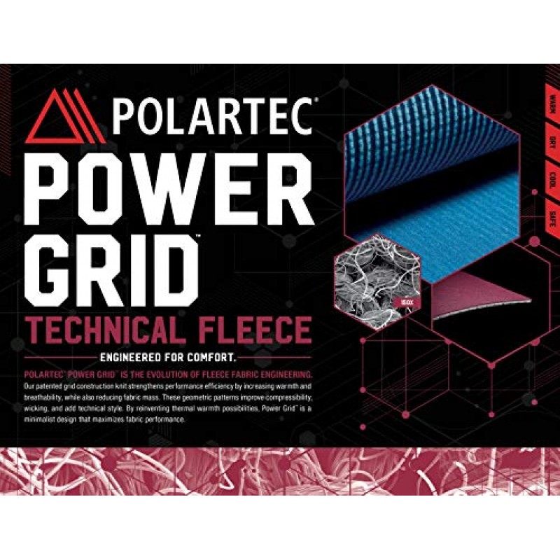 281Z 남성용 보온 경량 베이스 레이어 티셔츠 - 하이킹 트레킹 야외 - Polartec Power Grid - 지형 신뢰성 라인