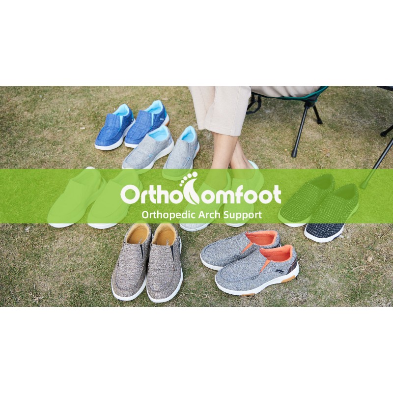 OrthoComfoot 여성용 정형용 슬립온 워킹 슈즈, 아치 지지대가 있는 편안한 발바닥 근막염 로퍼, 발과 발뒤꿈치 통증 완화를 위한 캐주얼 정형외과용 드라이빙 슈즈