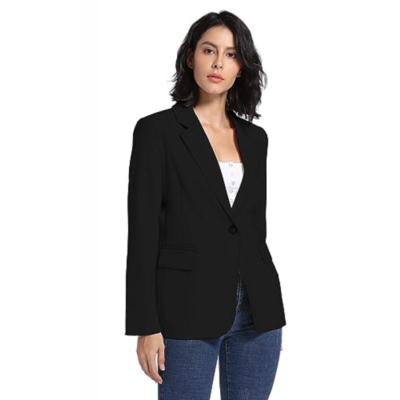 V VOCNI Womens Blazer Jackets 긴 소매 옷깃 오픈 프론트 포켓 캐주얼 작업 Office Blazers Button Jacket Suit