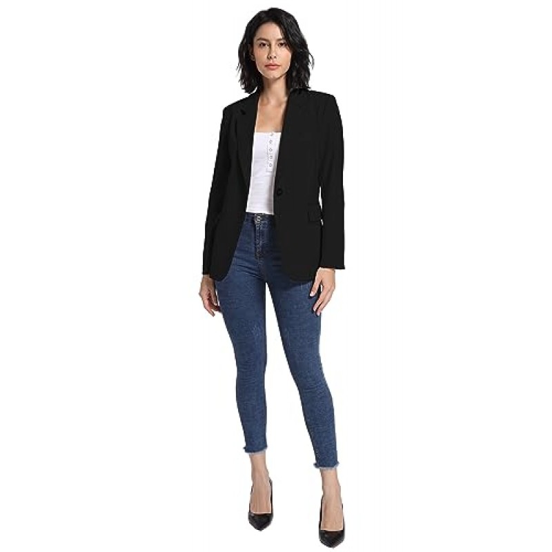 V VOCNI Womens Blazer Jackets 긴 소매 옷깃 오픈 프론트 포켓 캐주얼 작업 Office Blazers Button Jacket Suit