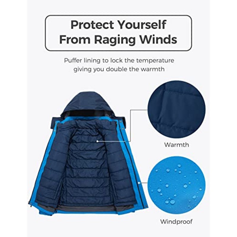 Wantdo 남성용 방수 3-in-1 스키 재킷 따뜻한 겨울 스노우 코트 방풍 레인 재킷 스노우보드 재킷
