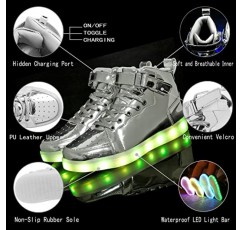 LED 라이트 업 신발 유니섹스 하이 탑 스니커즈 여성을위한 신발 깜박임 남성 청소년 USB 충전 빛나는 빛나는 신발