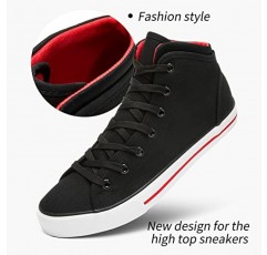 yageyan 남성 캐주얼 블랙 패션 신발을 위한 캔버스 하이탑 화이트 스니커즈