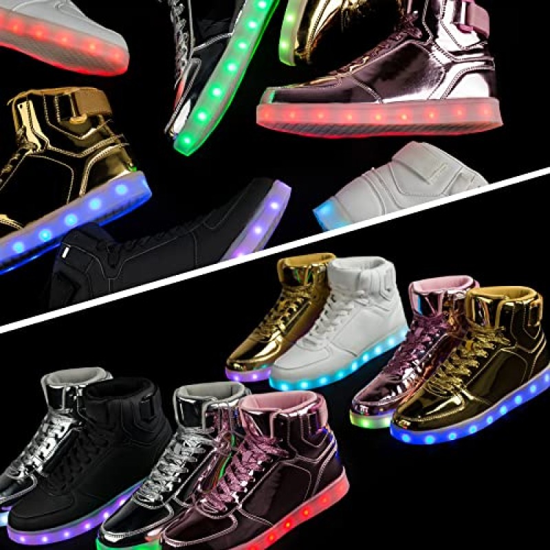 DIYJTS 남여 LED 조명 신발, 패션 높은 최고 LED 운동화 남성, 여성, 청소년을 위한 USB 충전식 빛나는 빛나는 신발