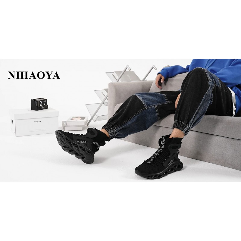 Nihaoya Mens 테니스 신발 통기성 운동화 운동 걷기를위한 경량 스포츠 신발