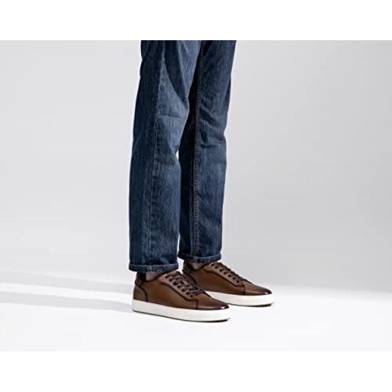 Jousen 남성 패션 스니커즈 세련된 가죽 남성 비즈니스 캐주얼 신발 남성용 세련된 복고풍 정장 구두(AMY5102 브라운 9.5)