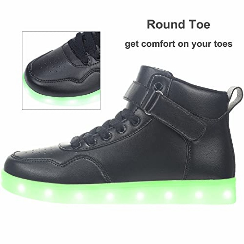 APTESOL 남녀공용 LED 신발 여성용 남성용 하이 탑 라이트 업 스니커즈