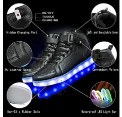 LED 라이트 업 신발 유니섹스 하이 탑 스니커즈 여성을위한 신발 깜박임 남성 청소년 USB 충전 빛나는 빛나는 신발