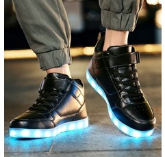 JEVRITE 남여 라이트 업 신발 LED 신발 USB 충전 여성용 하이 탑 남성 운동화 커플 신발