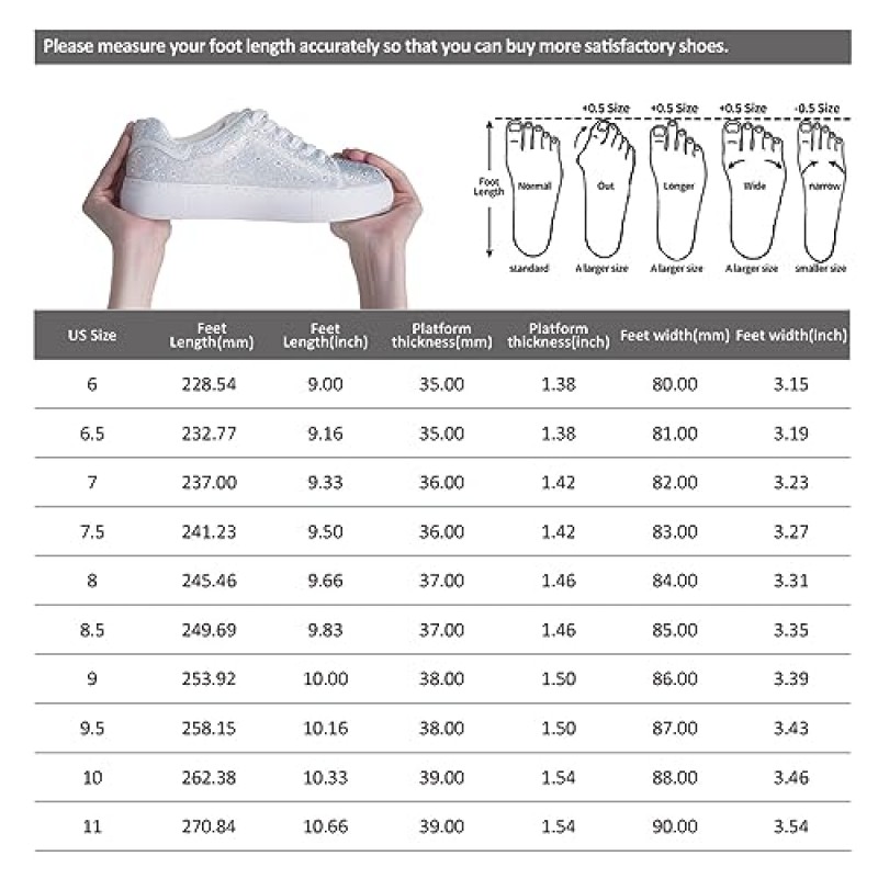 여성을 위한 스파클 라인스톤 스니커즈 블링 스니커즈 라인스톤 스니커즈 흰색 신발 반짝이 패션 눈부신 라인스톤 플랫폼 테니스 신발 신부 스팽글 결혼식과 파티 트렌디한 신발