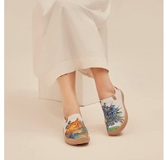 UIN x FatCatArt 콜라보레이션 여성 예술 여행 신발 슬립온 캐주얼 로퍼 경량 컴포트 패션 스니커즈