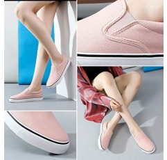 ZGR 여성용 슬립 온 캔버스 로퍼 슈즈 패션 로우 컷 스니커즈