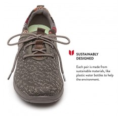 Minnetonka 여성용 Eco Anew-Knit 캐주얼 스니커즈는 70% 재활용 사탕수수 EVA, 재활용 직물, 100% 재활용 통기성 메쉬 안감 및 Ortholite EcoPlush 재활용 안창으로 디자인되었습니다.