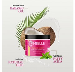 Mielle Organics 바바수 & 민트 딥 컨디셔너, 단백질, 보습 및 컨디셔닝 딥 트리트먼트, 건조하고 손상되고 곱슬거리는 모발을 위한 하이드레이팅 리페어, 8온스