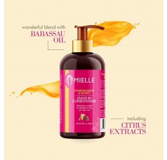 Mielle Organics 석류 & 허니 리브인 컨디셔너, 모이스처라이징 컬 프라이머 및 디탱글러, 손상 복구 및 곱슬거림 방지, 두꺼운 곱슬머리 4형 모발용 트리트먼트, 12액량 온스