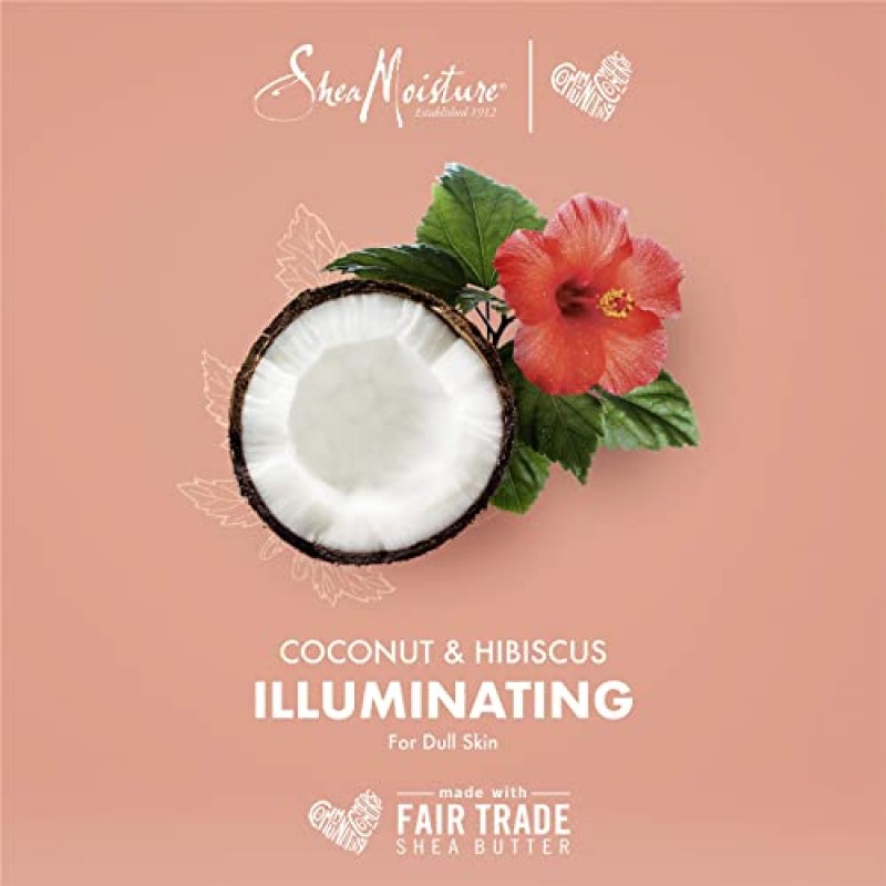 SheaMoisture 스무디 컬 강화 크림(두꺼운 곱슬머리용) 코코넛 히비스커스 황산염 및 파라벤 무함유 12온스