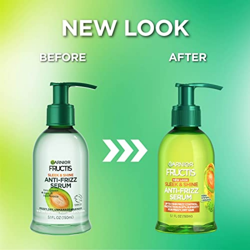 Garnier Fructis Sleek & Shine 곱슬곱슬하고 건조한 모발을 위한 곱슬머리 방지 세럼, 아르간 오일, 5.1 Fl Oz, 1개 (포장은 다를 수 있음)