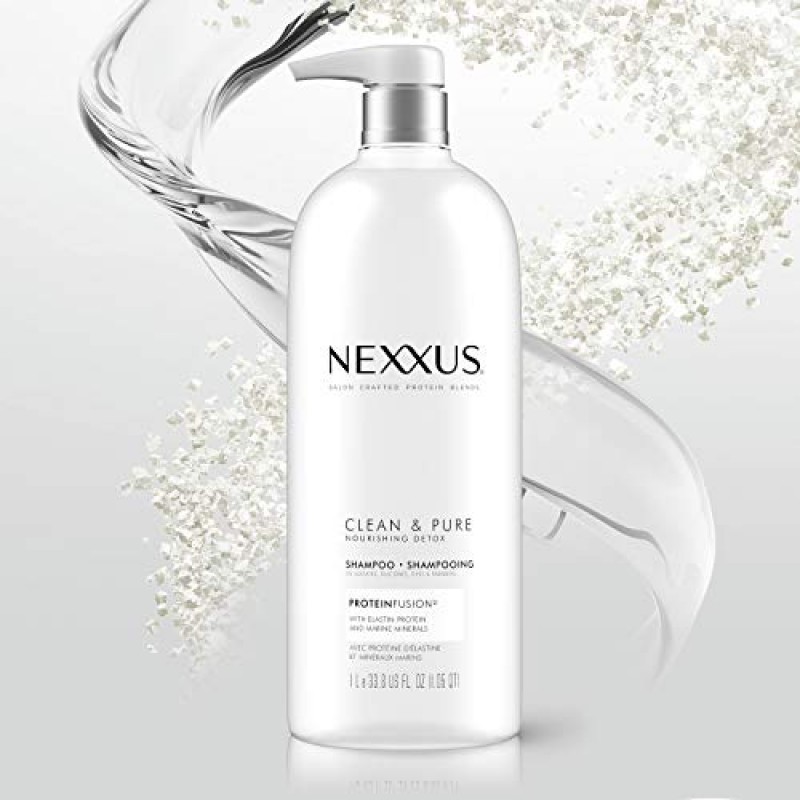 Nexxus 클린 앤 퓨어 클래리파잉 샴푸, 단백질퓨전 함유, 영양 헤어 케어 실리콘, 염료 및 파라벤 없음 33.8온스