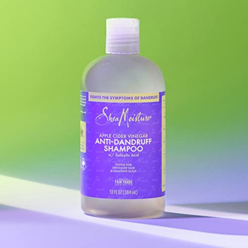 SheaMoisture 헤어 케어 시스템 더 강한 모발과 건강한 두피를 위한 비듬 방지 샴푸 사과 식초와 공정 거래 시어 버터 13온스로 제조된 샴푸