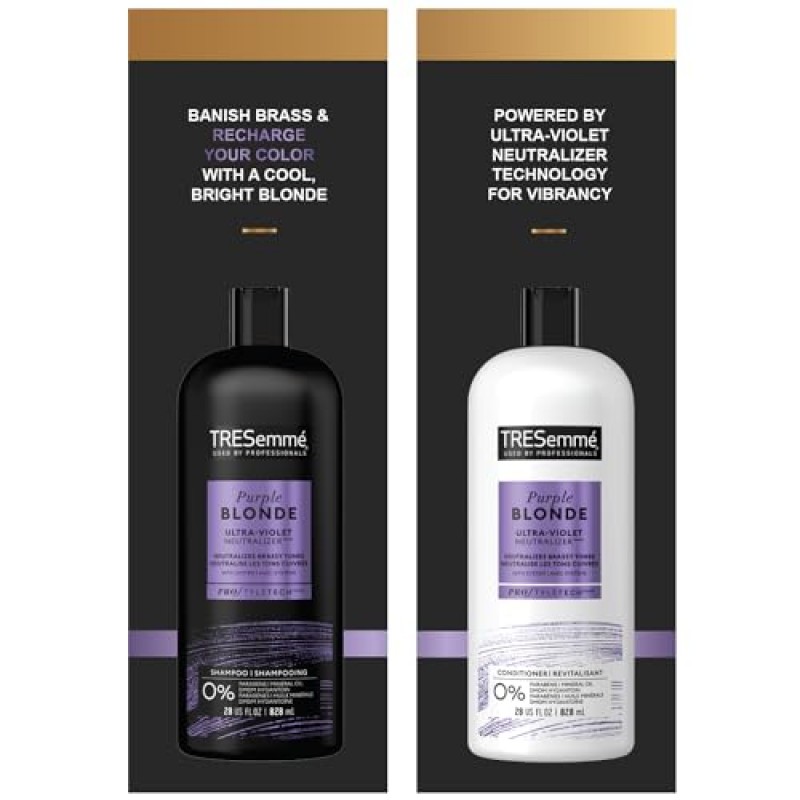 TRESemme 샴푸 및 컨디셔너 세트 - 금발 머리용 보라색 샴푸, 금발 샴푸 및 컨디셔너, 금발 및 실버 헤어 케어, 28 Fl Oz (2개 세트)