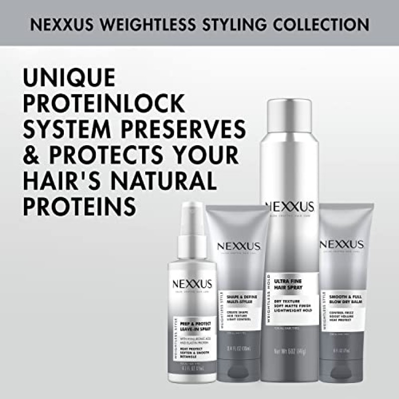 Nexxus Prep & Protect 리브인 스프레이 웨이트리스 스타일 디탱글러 리브인 컨디셔너 스프레이 모이스처라이저, 디탱글러 및 열 보호제 4.1온스