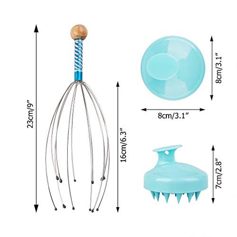 3개 세트, 헤어 두피 마사지기 및 샴푸 브러시, findTop 핸드헬드 헤드 마사지 Tingler Scratcher 및 헤어 두피 세정기(깊은 휴식 및 모발 자극용)