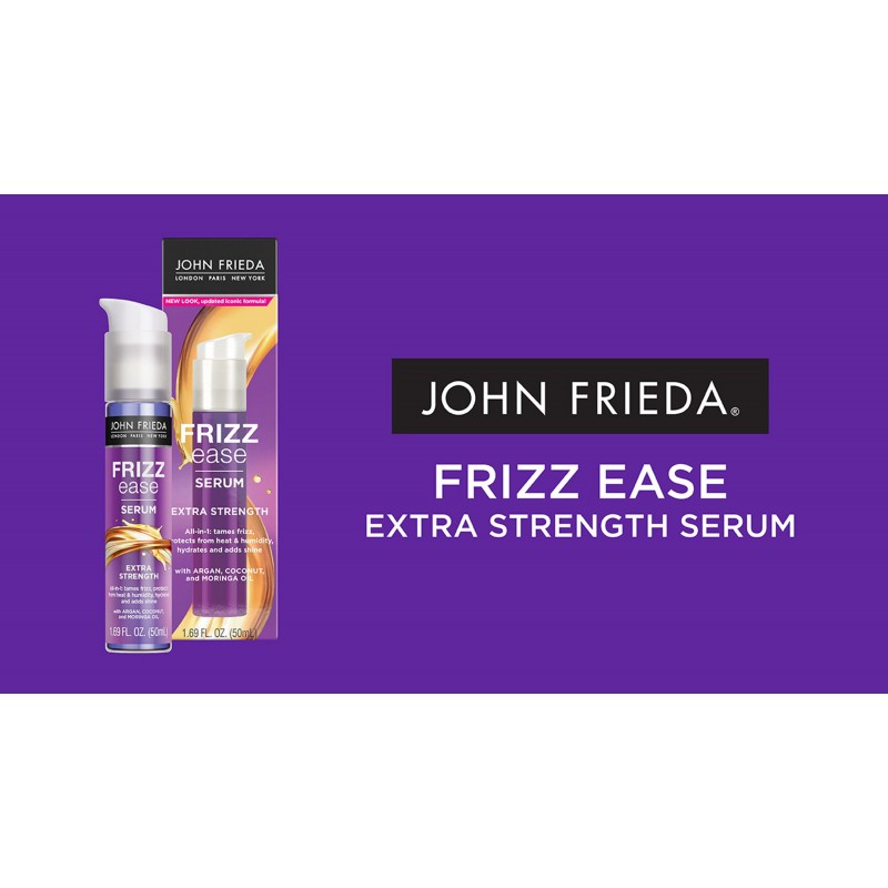 John Frieda 안티 프리즈, 프리즈 이즈 엑스트라 스트렝스 헤어 세럼(아르간 오일 포함), 두껍고 거친 모발을 위한 프리즈 방지 영양 트리트먼트, 1.69온스(2팩)